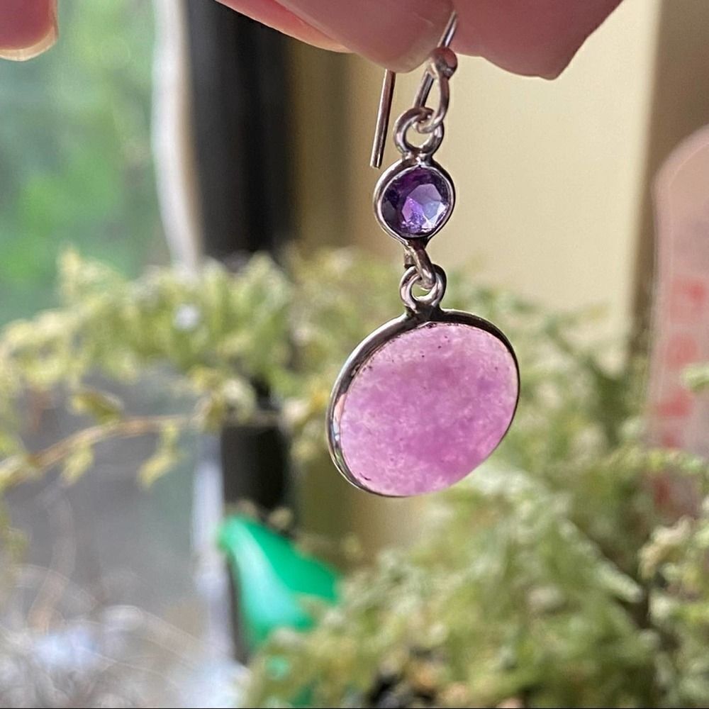 Purple Lepidolite & Amethyststerlingearrings - image 3